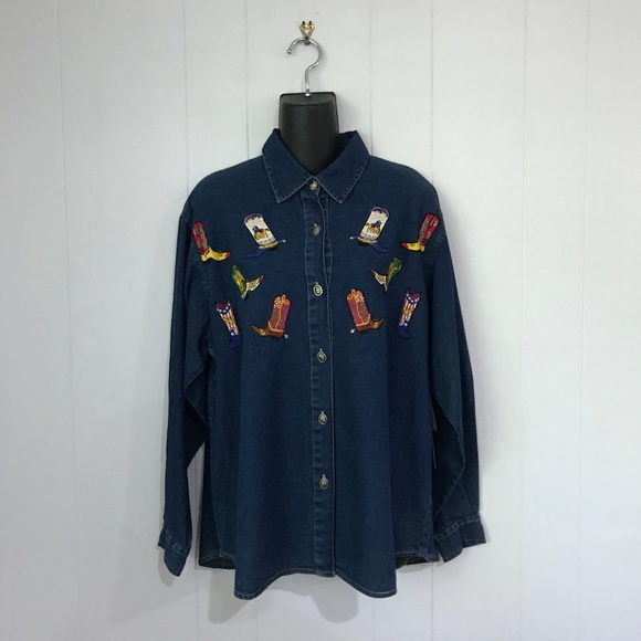 VINTAGE inspired NWT Cowgirl/Cowboy Button Down - Picture 2 of 7